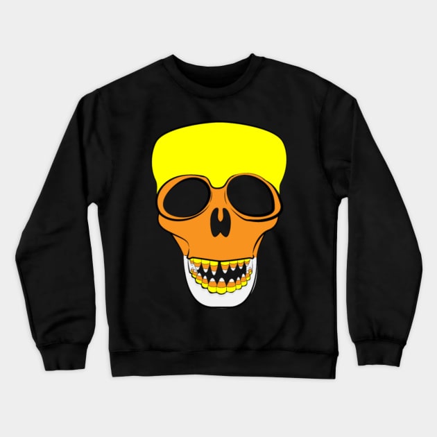 Niche Skull Island Mod Art  Candy Corn Skull Illustration In Color Crewneck Sweatshirt by LailaLittlerwm